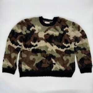 Anthropologie Cloth & Stone  Camo Furry Sweater